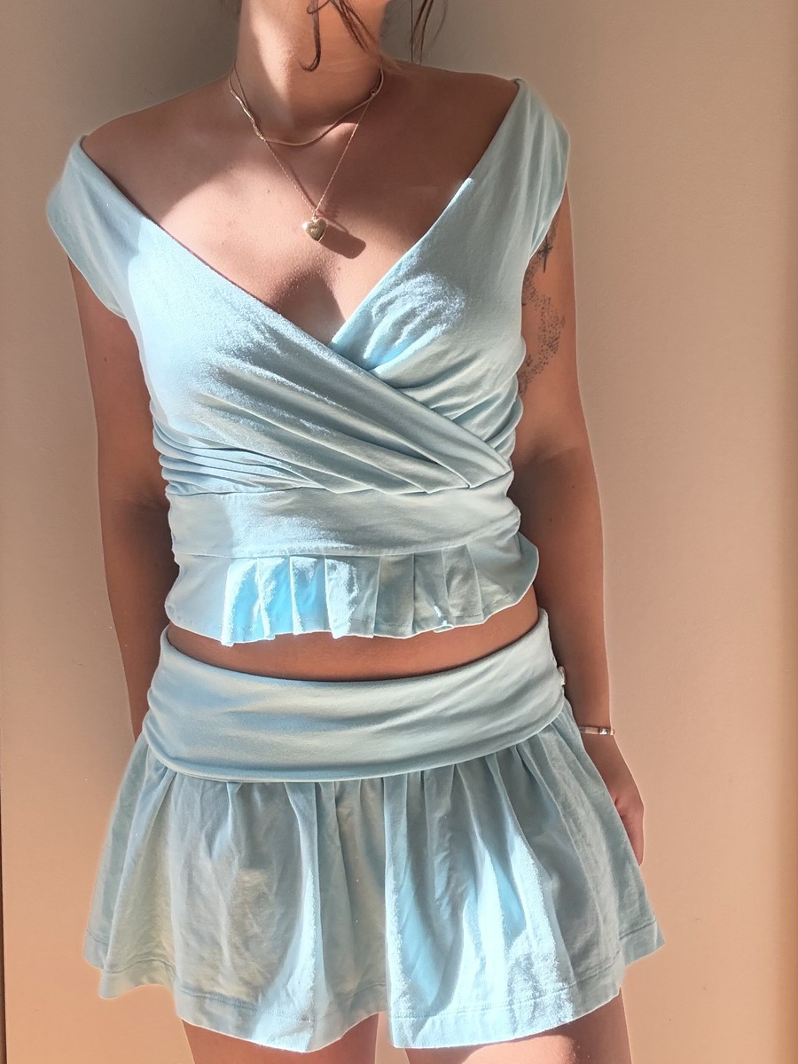 The Teal Skirt and Top Set in Aqua
